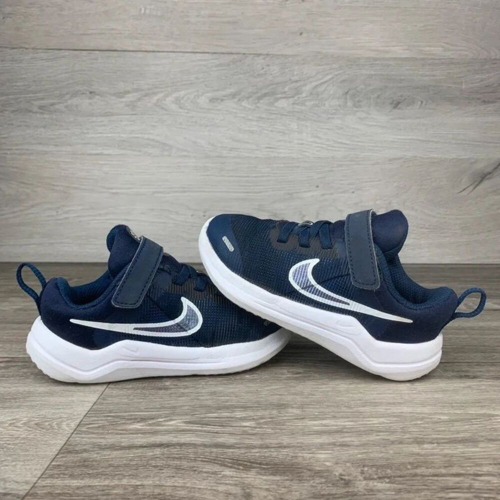 Navy/White Boys/Toddler Nike Down Shifter Athletic Slip-on Shoes size 8c
